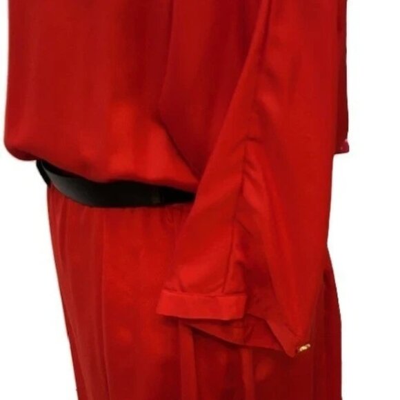 MICHAEL KORS Red Blaze Blouson Waist Dress, 3/4 Sleeve Removable Belt NWT $140 - Picture 12 of 16